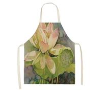 UJEDFHV Grembiule da cucina 1 grembiule con motivo floreale loto, da donna, per casa, cucina, ristorante, ristorante (Color 05,66 x 81 cm)