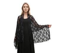UJEDFHV Stola Da Donna In Pizzo Scialle mantiglia cattolico ricamo chiesa lacci scialle cappella messa velo for la chiesa, la preghiera e gli eventi religiosi(Black)