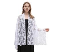 UJEDFHV Stola Da Donna In Pizzo Scialle mantiglia cattolico ricamo chiesa lacci scialle cappella messa velo for la chiesa, la preghiera e gli eventi religiosi(White)