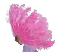 UJEDFHV Ventagli di Piume per Danza 1/2 pz Ventaglio di Piume Naturali 100/130 cm Pieghevole a Mano Decora la Festa Halloween Danza del Ventre(Dark Pink,Small Fan 1pc)