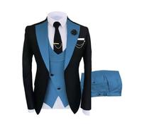 UJEDFHV Vestito Uomo Abiti da Uomo Eleganti, Slim Fit, con Un Bottone, Blazer, Gilet e Pantaloni, 3 Pezzi, Smoking Sposo, Lavoro, Festa(Blue,5XL)