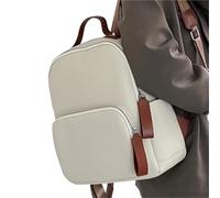 UJEDFHV Zaino Scuola Superiore Zaino da donna in pelle di mucca alla moda for studentesse, stile coreano, casual, designer(Beige)