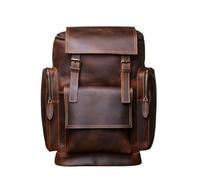 UJEDFHV Zaino Scuola Superiore Zaino da uomo retrò classico in vera pelle, multifunzionale, grande capacità, in di cavallo pazzo, borsa viaggio for computer all'aperto(Coffee)