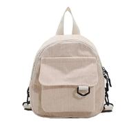 UJEDFHV Zaino Scuola Zaino scolastico minimalista e versatile in velluto a righe, mini zaino for studenti donne for viaggi di piacere(Khaki)