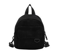 UJEDFHV Zaino Scuola Zaino scolastico minimalista e versatile in velluto a righe, mini zaino for studenti donne for viaggi di piacere(Black)
