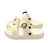 UJHKAQVGT Sandali da donna estivi da 2,3 pollici EVA imbottiti da spiaggia, sandali antiscivolo a due usura, orso/girasole, Bianco [Girasole], 36 EU