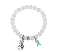 UJIMS Braccialetto con ciondolo a forma di guerriero ovarico, regalo per la sensibilizzazione al cancro ovarico, regalo per sopravvissuti, colore foglia di tè, con nastro, 2.0, Acciaio inossidabile