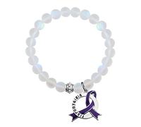 UJIMS Braccialetto con ciondolo a forma di nastro viola per la sensibilizzazione sulla fibromialgia, regalo per il mese della consapevolezza della fibromialgia, Standard, Acciaio inossidabile, Acciaio