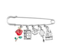 UJIMS Spilla con ciondolo a forma di rosa ispirata alla storia della bestia, idea regalo per fan della principessa amante della principessa, 1, Acciaio inossidabile, Nessuna pietra preziosa