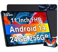 UJJ Tablet 11 pollici, tablet Android 14 2025, 24 GB+256 GB+1 TB espansione, tablet Octa-Core con fotocamera da 13 MP+5 MP, 8000 mAh, touchscreen IPS, 5G WiFi Widevine L1, GPS - Nero metallo