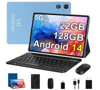 UJJ Tablet Android 14 2025 22 GB RAM 128 GB ROM 1 TB espansione, tablet da 10 pollici con mouse tastiera, Octa-Core, batteria 8000 mAh, display HD IPS, 5G WiFi, BT 5.0, GPS, Widevine L1, schermo