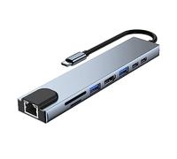 Ujjdwiurgh 1 Adattatore USB C Hub Tipo C a 4K compatibile con Ethernet RJ45 SD/TF USB-C Data PD Fast Charge