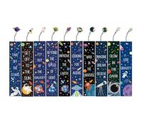 Ujjdwiurgh 10 segnalibri a tema nave spaziale con ciondoli in metallo pianeta colorato citazioni ispiratrici biglietti per bambini ragazzi ragazze facili da usare