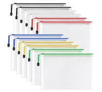 Ujjdwiurgh 12 buste portadocumenti in rete con cerniera, in plastica, formato lettera, formato A4, per forniture per ufficio