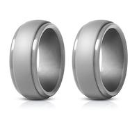 Ujjdwiurgh 2 Pezzi Popolare Silicone Cool Anelli Donne Silicone Anello di Nozze Ambiente Sport All'aperto Anello 8 mm Grigio 8
