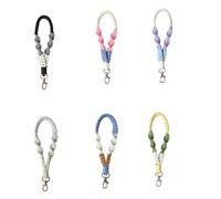 Ujjdwiurgh 6 Pezzi di Cinturino da Polso per Telefono Boho Macrame, Cordino per Cellulare con Linguetta di Fissaggio, con Ciondolo, Catena per Telefono Anti-Perdita