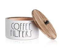 Ujjdwiurgh Contenitore per filtro da caffè in legno contenitore per filtro da caffè con coperchio Cestino dispenser per filtro da caffè rustico