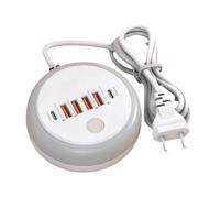 Ujjdwiurgh Multipresa Caricabatterie con Luce Touch 6 Porte Presa Multi-Funzione Banda di Potere Multi-Funzione Caricabatterie a Porte Multiple Ricarica Intelligente Regolamento Europeo Presa