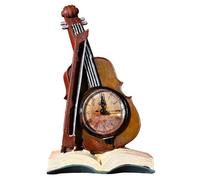 Ujjdwiurgh Orologio digitale estetico decorazione di violino in miniatura, modello di violino vintage, orologi da scrivania per decorazione di ufficio, artigianato verde, facile da usare, 27 x 15 x 11