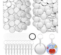Ujjdwiurgh Pulsante Fare Portachiavi Forniture Metallo Pulsante Badge Set, Metal Shell, Pellicola Plastica, Parti di Supporto, Pulsante Macchina Portachiavi