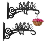 Ujjdwiurgh Staffe estetiche per piante da appendere in metallo, 25,4 cm, con bellissimo motivo a uccellini, per interni ed esterni, 2 pezzi