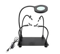 Ujjdwiurgh Supporto per Saldatura Helping Hands con Lente D'Ingrandimento 6X e Luce, Supporto per Scheda Circuito con 4 Bracci Flessibili In Metallo.