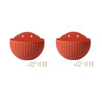 Ujjdwiurgh Vaso da fiori semicircolare da parete in rattan, effetto effetto europeo, rosso mattone, vaso di fiori pigri