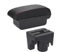 UJNHEQ Bracciolo per Auto Scatola Portaoggetti per Bracciolo Auto Dettagli Interni per Golf 6 5 Mk6 MK5 per Jetta 5 per Sagitar(B1 Black Red 3USB)