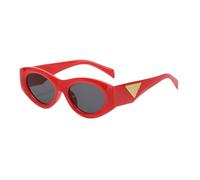 UJNHGQ Occhiali da sole a forma di occhio di gatto firmati, occhiali da sole ovali alla moda per il tempo libero e le vacanze, con montatura piccola, rosso grigio, 1