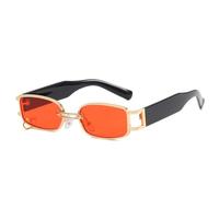 UJNHGQ Occhiali da sole classici con fibbia, montatura piccola in metallo, occhiali da sole quadrati, alla moda e personalizzati per uomo e donna, oro rosso, 1
