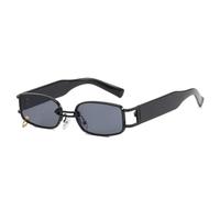 UJNHGQ Occhiali da sole classici con fibbia, montatura piccola in metallo, occhiali da sole quadrati, alla moda e personalizzati per uomo e donna, nero grigio, 1