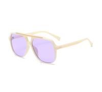 UJNHGQ Occhiali da sole da pilota alla moda, design retrò a doppio raggio, protezione solare, stile casual semplice, bianco sporco e viola