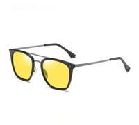 UJNHGQ Occhiali da sole polarizzati alla moda da uomo e da donna, a doppio raggio, quadrati, antiriflesso, retrò, polarizzati, per la guida, neri e gialli