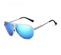 UJNHGQ Occhiali da sole polarizzati classici alla moda da uomo, occhiali da sole vintage in acciaio inossidabile, occhiali da sole da esterno UV400 per uomo, argento blu, 1