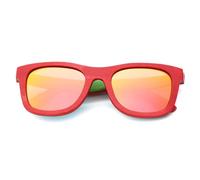 UJNHGQ Occhiali da sole quadrati da donna con montatura in legno colorato e multicolore, stile retrò, occhiali da sole TAC, rossi, rotondi, in bambù, con custodia C