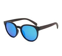 UJNHGQ Occhiali da sole rotondi in legno classici vintage per donna, montatura in plastica di alta qualità, blu ghiaccio, custodia in legno E
