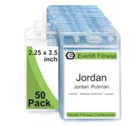 Ujoy, confezione da 50 porta badge verticali in plastica trasparente; porta tesserino o porta scheda Small clear