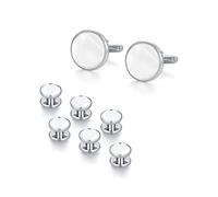 UJOY Set di gemelli e borchie, 1 paio di gemelli e 3 paia di borchie da smoking, kit di gioielli da uomo con confezione regalo, eleganti bottoni per camicia con scatola per gemelli, panno nero per la