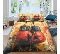 UJSDVNNJJ boxing gloves artSet Di Copripiumino ultra microfibra 3 Pezzi stampa 3D con cerniera vintage boxing poster copripiumino con federe soffice ultra morbido for ragazze Super king（260x220cm）