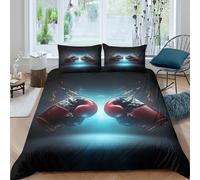 UJSDVNNJJ boxing_gloves_fightcopripiumino morbida 3 Pezzi stampa 3D con cerniera sports_action_style Set Di Copripiumino con federe per cuscini traspirante for bambini e adolescenti Double（200x200cm）