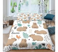 UJSDVNNJJ capybara animalsSet Di Copripiumino morbida microfibra 3 Pezzi stampa 3D con cerniera cartoon jungle style copripiumino incluso federe aiosa ultra morbido for ragazze Double（200x200cm）