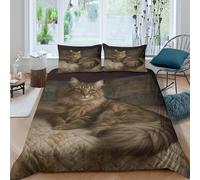 UJSDVNNJJ Cozy cat loungingSet Di Copripiumino ultra microfibra 3 Pezzi stampa 3D con cerniera Furry feline portrait copripiumino con federe soffice ultra morbido for ragazze Single（135x200cm）