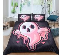 UJSDVNNJJ cute ghost designSet Di Copripiumino 3 Pezzi stampa 3D cerniera nascosta cartoon spooky style copripiumino con federa traspirante for bambini adulti ragazzi Super king（260x220cm）