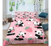 UJSDVNNJJ cute panda copripiumino ultra microfibra 3 pezzi motivo 3D con cerniera kawaii cartoon style Set Di Copripiumino con federa soffice morbida for adolescenti Super king（260x220cm）