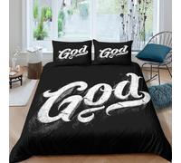 UJSDVNNJJ God text artcopripiumino microfibra 3 Pezzi stampa di 3D con cerniera hand drawn calligraphy Set Di Copripiumino con federe traspirante morbida for ragazzi King（220x240cm）