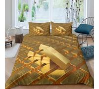UJSDVNNJJ gold bars stackcopripiumino ultra microfibra Set di 3 Pezzi stampa 3D con cerniera luxury investment style Set Di Copripiumino con federe traspirante morbida for adolescenti King（220x240cm）