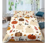 UJSDVNNJJ Halloween ghostscopripiumino morbida microfibra 3 pezzi motivo 3D con cerniera cute cartoon style Set Di Copripiumino incluso federe aiosa morbida for ragazzi Super king（260x220cm）