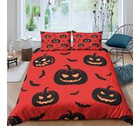 UJSDVNNJJ Halloween_pumpkincopripiumino ultra microfibra Set di 3 Pezzi stampa 3D con cerniera Spooky_cute_style Set Di Copripiumino con federa soffice morbida for ragazzi Super king（260x220cm）