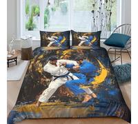 UJSDVNNJJ Judo Fighters Incopripiumino ultra microfibra Set di 3 Pezzi stampa 3D con cerniera Dynamic Martial Arts Set Di Copripiumino con federa soffice morbida for ragazzi Super king（260x220cm）