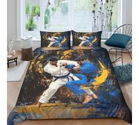 UJSDVNNJJ Martial arts actionSet Di Copripiumino ultra microfibra 3 Pezzi stampa 3D con cerniera Dynamic combat paint copripiumino con federe soffice ultra morbido for ragazze Super king（260x220cm）